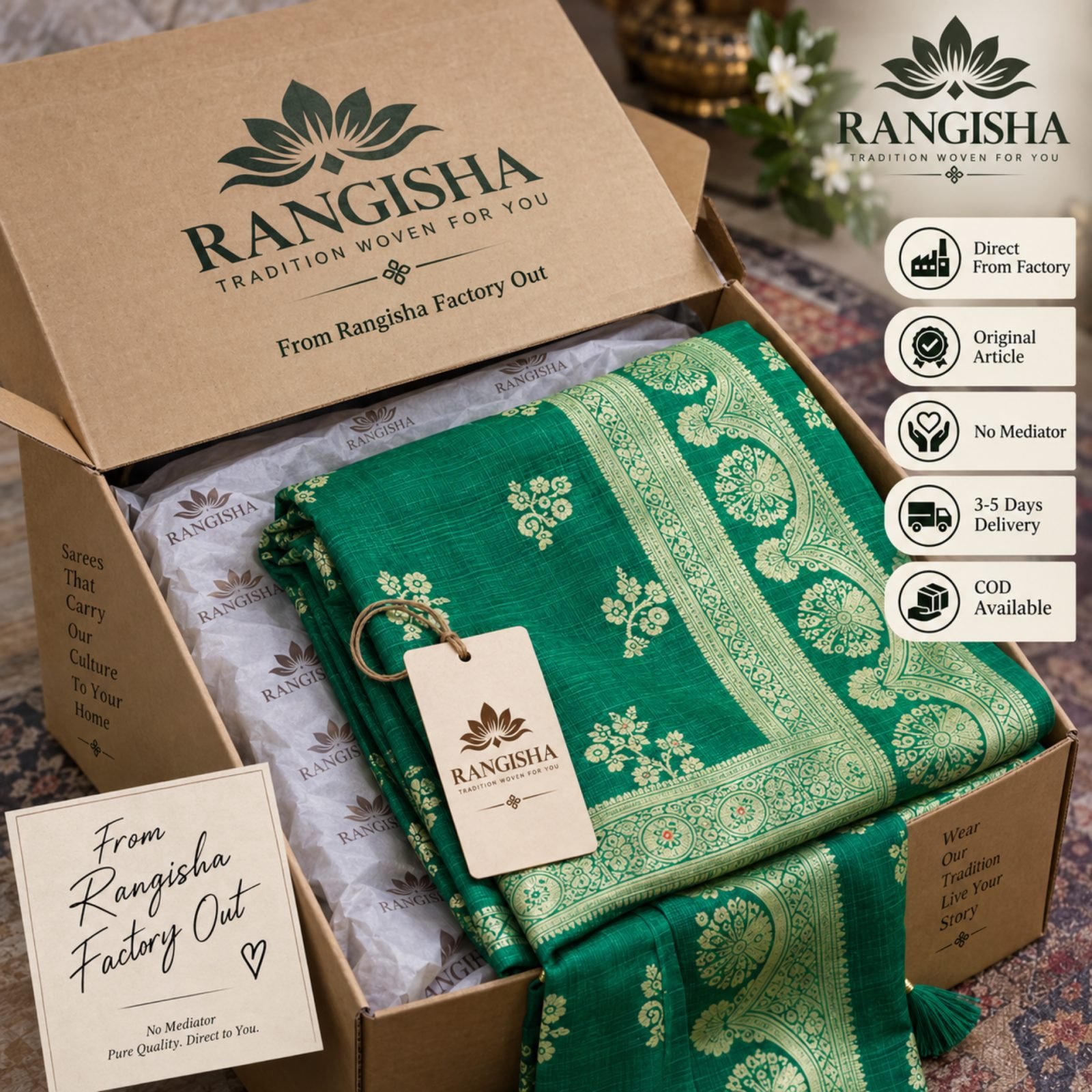 Rangisha Banarasi Georgette Jacquard Saree with Embroidered Pallu
