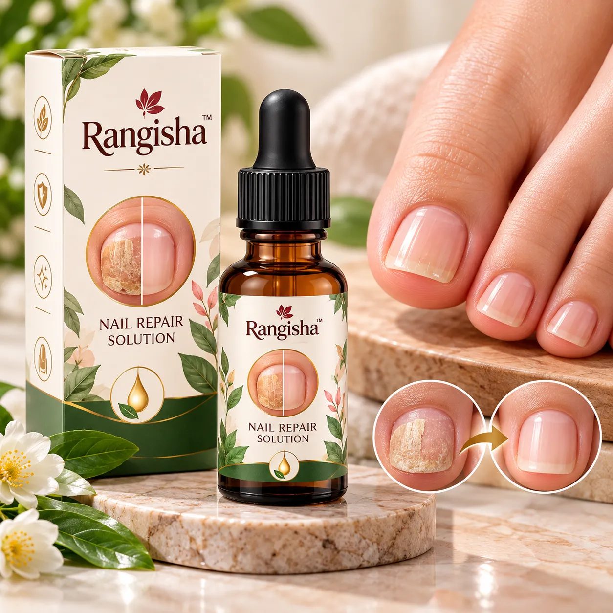Rangisha Nail Repair Solution (150ml) Natural Extracts & Essential Oils, Helps Repair Damaged & Brittle Nails